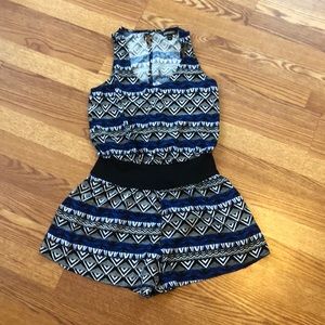 Express Romper | Size XS | Black, White & blue
